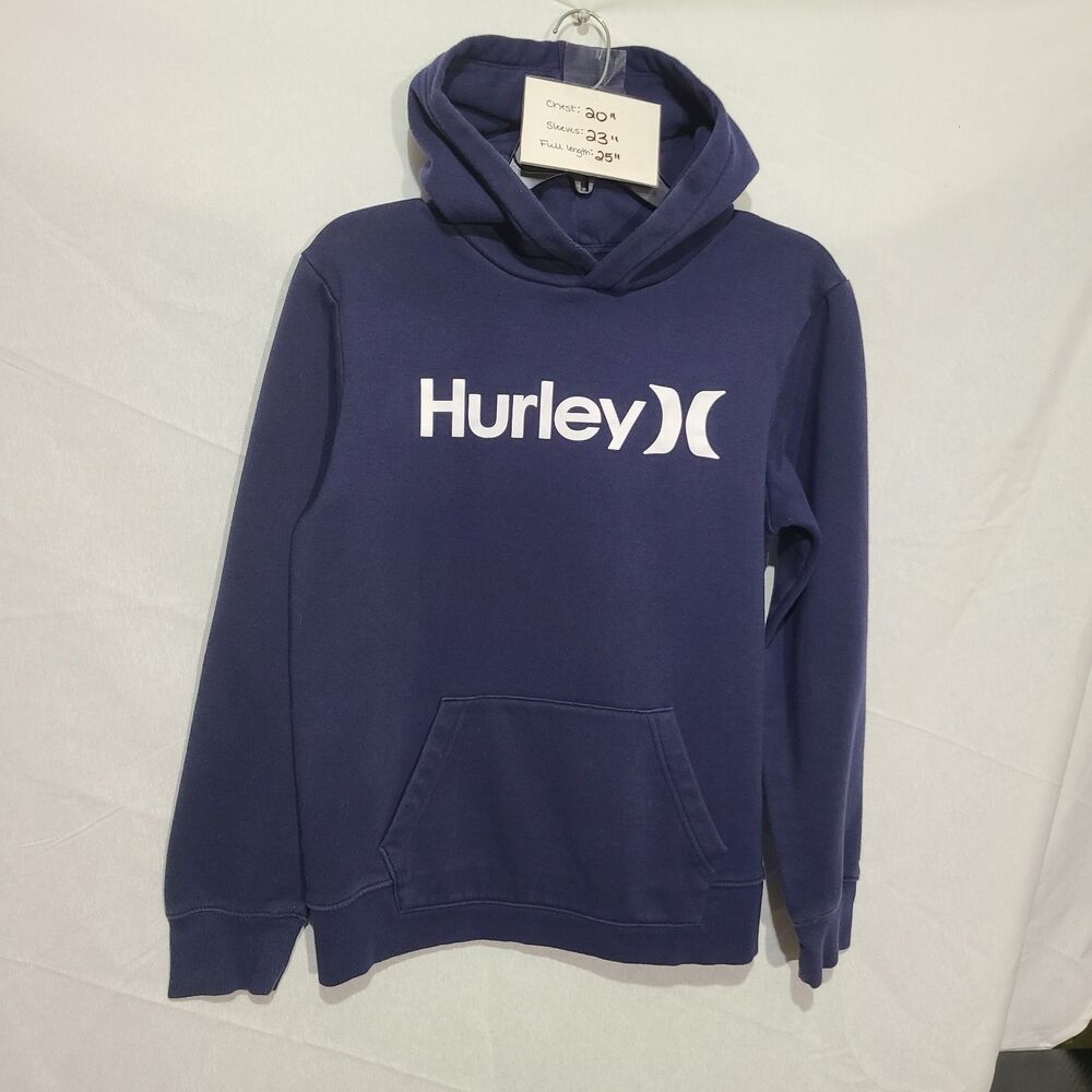 Hurley Sweatshirt Youth Teen Boy's XL Navy Blue Fleece Logo Casual Hoodie